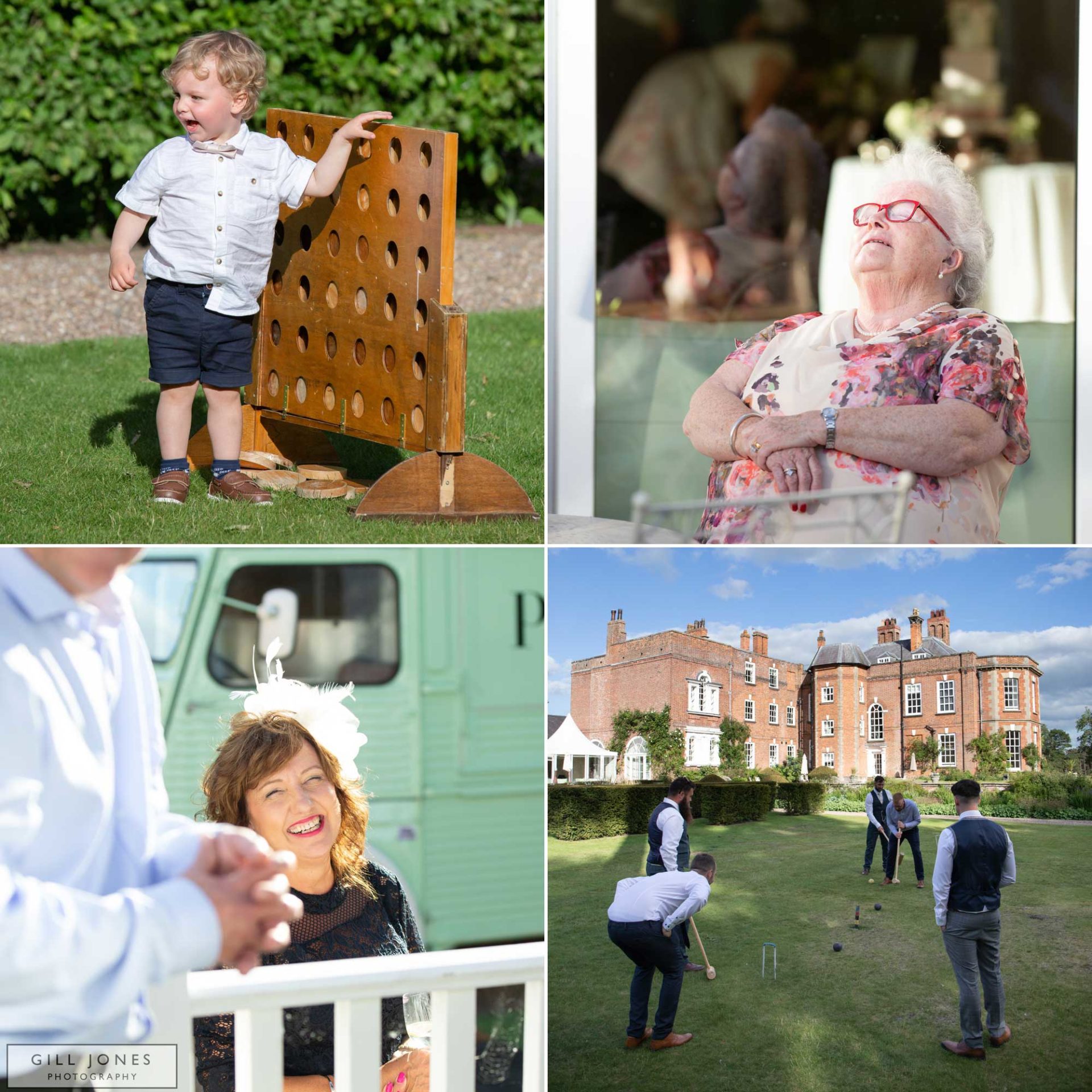 wwdding guests relaxing and playing at Iscoyd Park