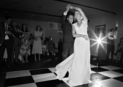 the bride and groom's first dance at Bodnant Food centreat St. Mary's Church , Caerhun by Anglesey wedding photographer Gill Jones Photography