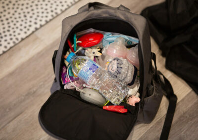 a rucksack full of baby bits and bobs by Anglesey wedding photographer, North Wales, Gill Jones Photography