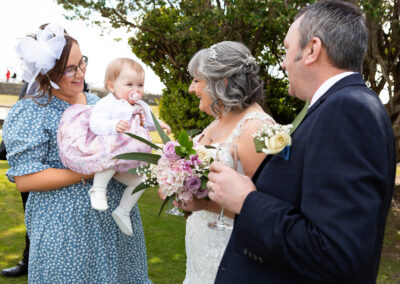 bride chat with her baby granddaughter