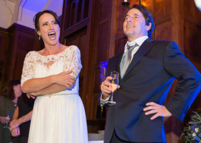 bride exclaiming loudly by Anglesey wedding photographer Gill Jones Photography